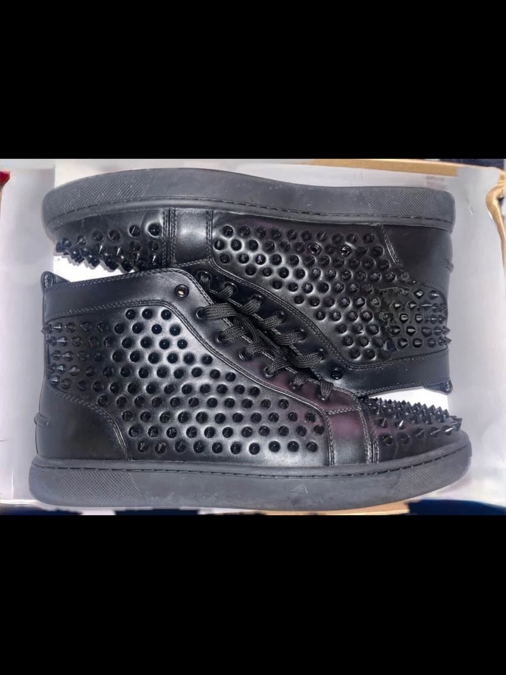 Black Studded High-Top Sneakers - Men